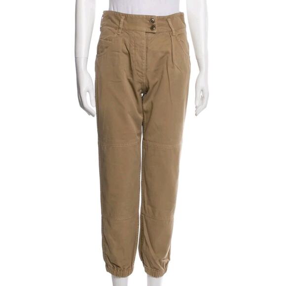 Nili Lotan Military Pants In Barley Tan Cropped Jogger High Rise Women's Sz 0 (E - Picture 1 of 7